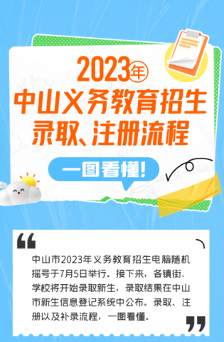 一圖讀懂！2023年中山義務教育招生錄取、注冊流程